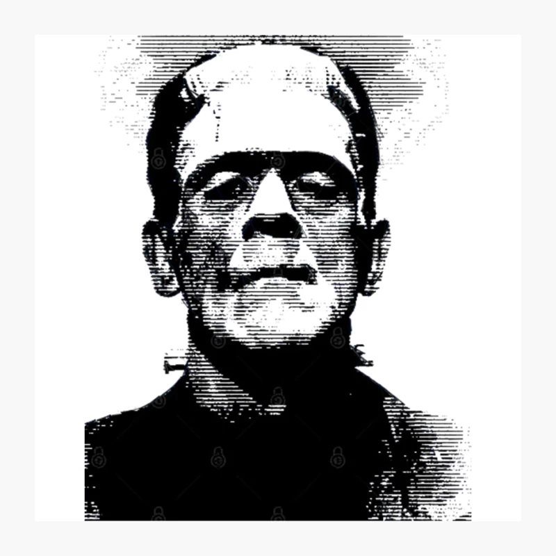 Frankenstein Spooky Line Art Design Pin