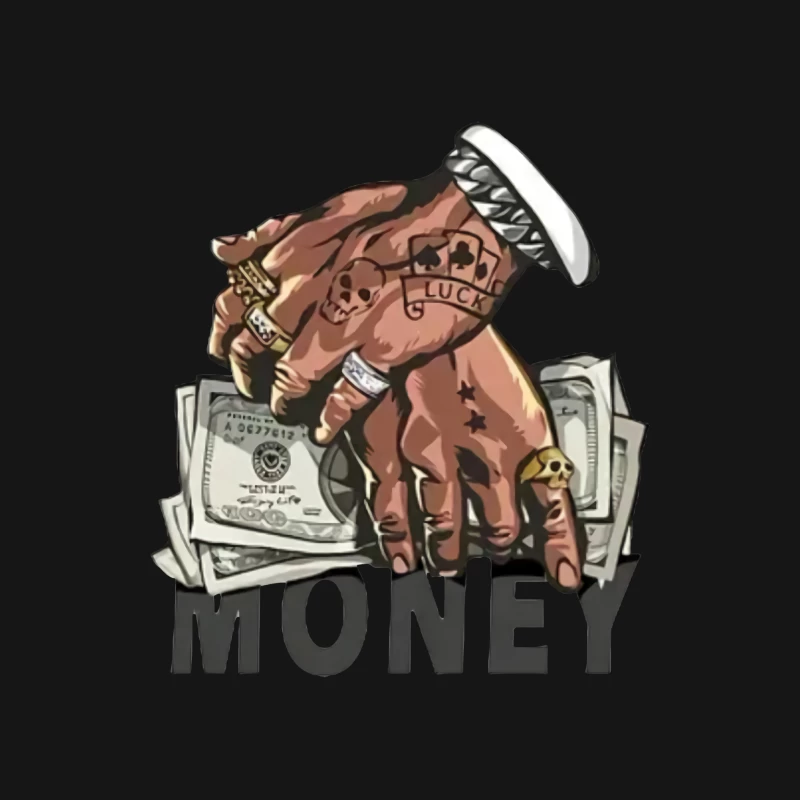 Tattooierte Hände mit Geld Herren Langarm T-Shirt