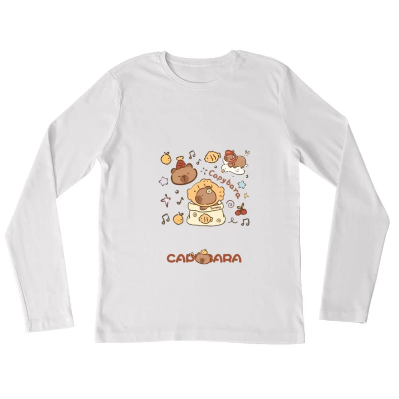 Illustrations mignonnes de capybara Femme Manches Longues T-Shirt