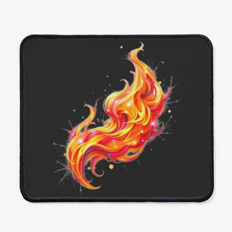 Vibrant Watercolor Fire Flame Art Mouse Pad