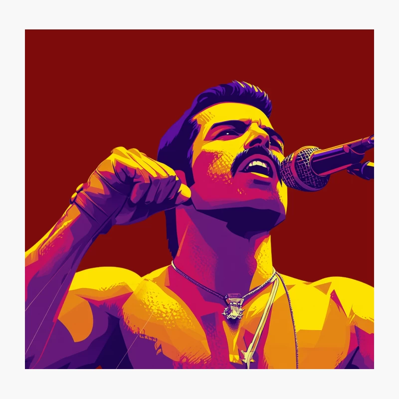 Queen Vibrant Pop Art Portrait of Energetic Singer Performing Throw Pillow