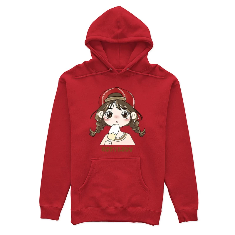 Mädchen mit Eis am Stiel Damen Pullover Hoodie