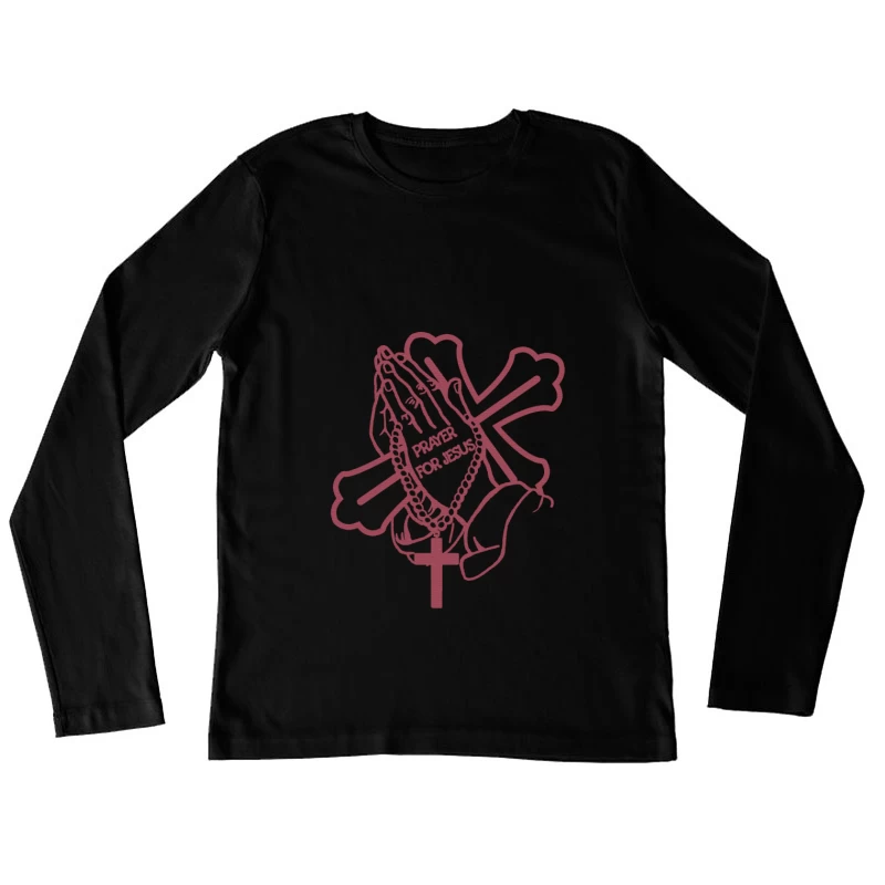 Betende Hände mit Kreuz und Rosenkranz Damen Langarm T-Shirt