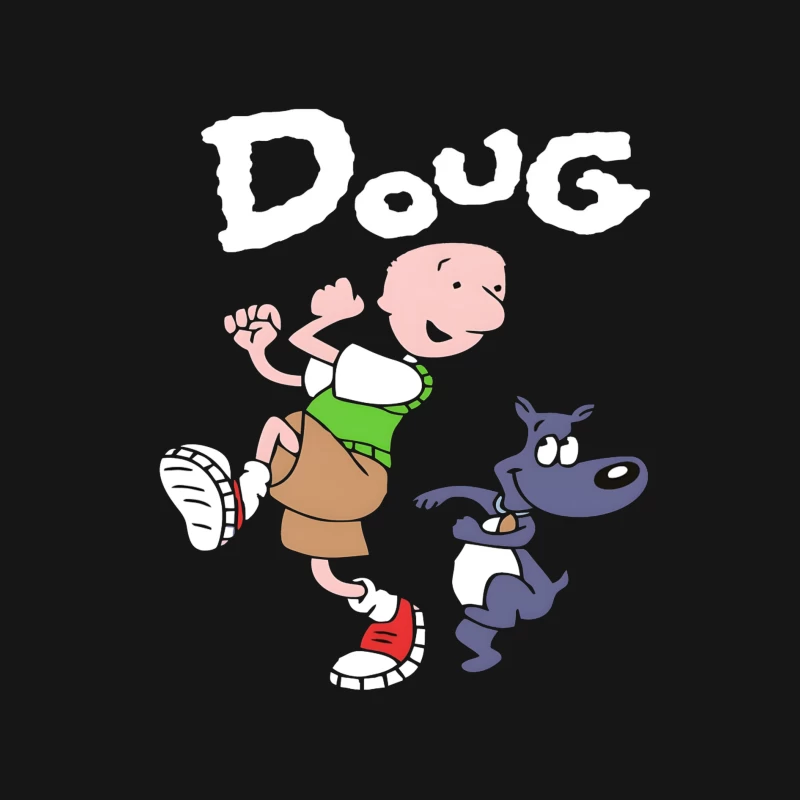 Cartoon Character Running with Dog Male Long Sleeve T-Shirt