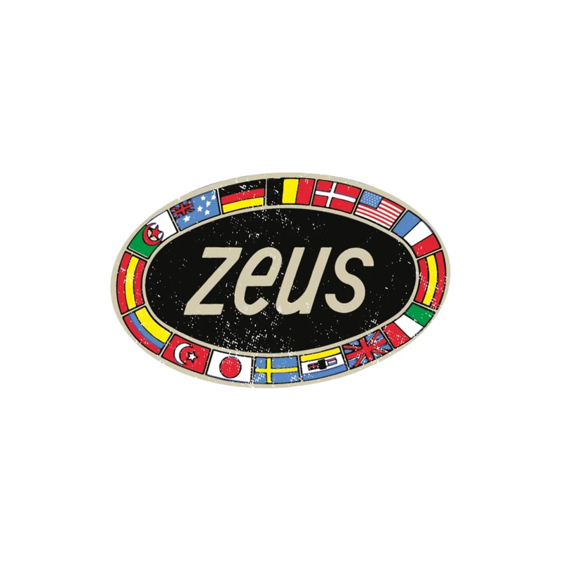 Zeus International Vintage Logo with National Flags Border Desk Mat