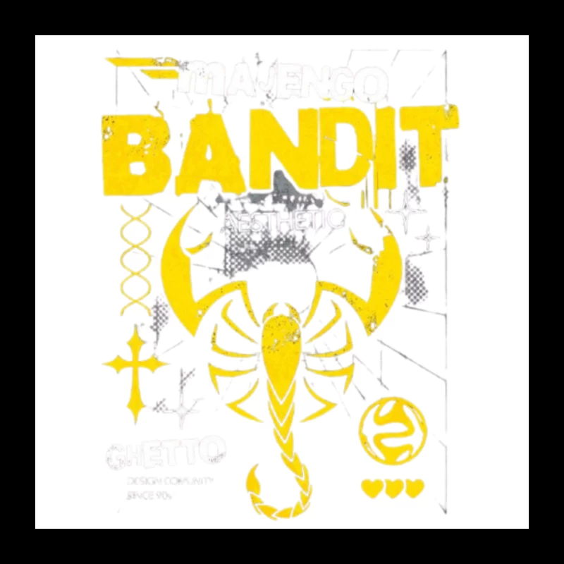 Yellow Bandit Scorpion Grunge Logo Design Pin