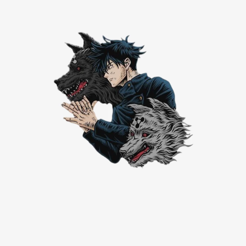 Anime Charakter mit Schattenwölfen Herren Langarm T-Shirt