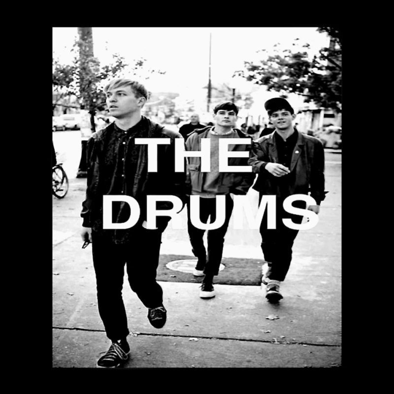 The Drums Band Members Walking on Street - Vintage Black and White Photo Pin