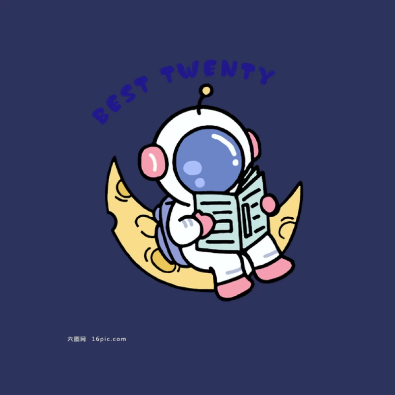 Astronaut liest auf dem Mond Herren T-Shirt