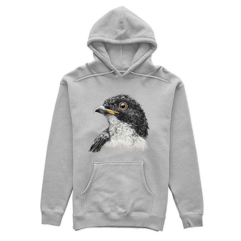 Detailed Black and White Eagle Portrait with Piercing Yellow Eye Female Pullover Hoodie