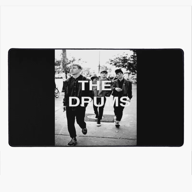 The Drums Band Members Walking on Street - Vintage Black and White Photo Desk Mat