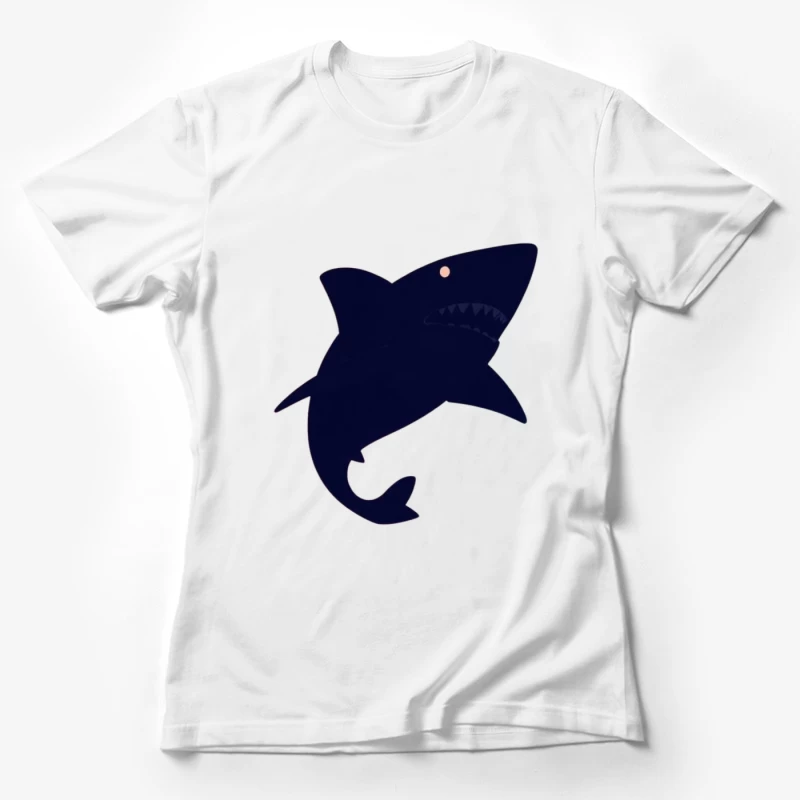 Navy Blue Cartoon Shark Silhouette Female T-Shirt