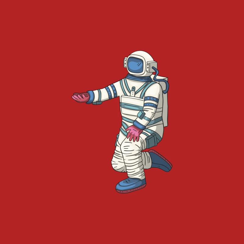 Astronaut im Weltraumanzug kniet Herren T-Shirt