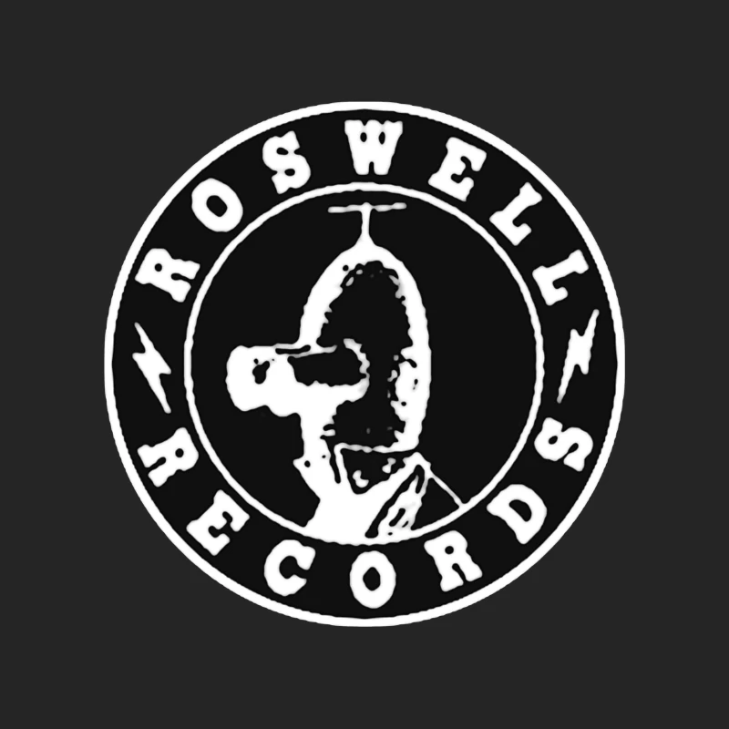 Roswell Records Black and White Circular Logo Male Pullover Sweatshirt