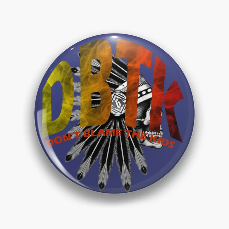 DBTK Logo Design Featuring Feathers and Skull Pin
