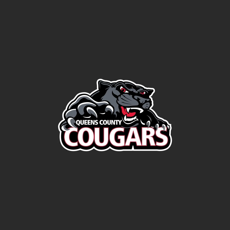 Queens County Cougars Sports Team Logo with Black Cougar Mascot Baseball Cap