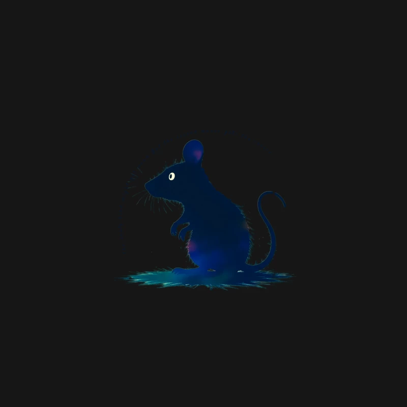 Dark Blue Mouse Silhouette Digital Illustration Desk Mat