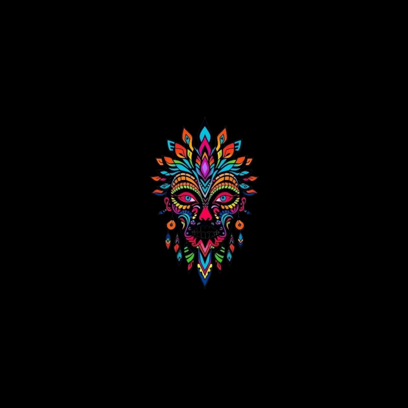 Colorful Tribal Mask Illustration iPhone Case