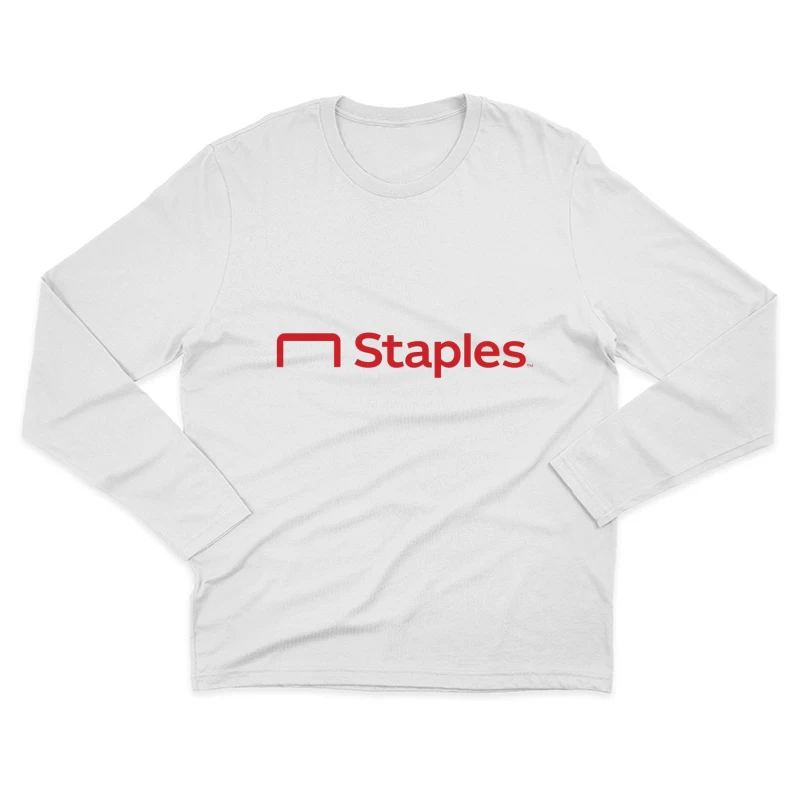 Staples Office Supply Retail Company Logo in Red Male Long Sleeve T-Shirt