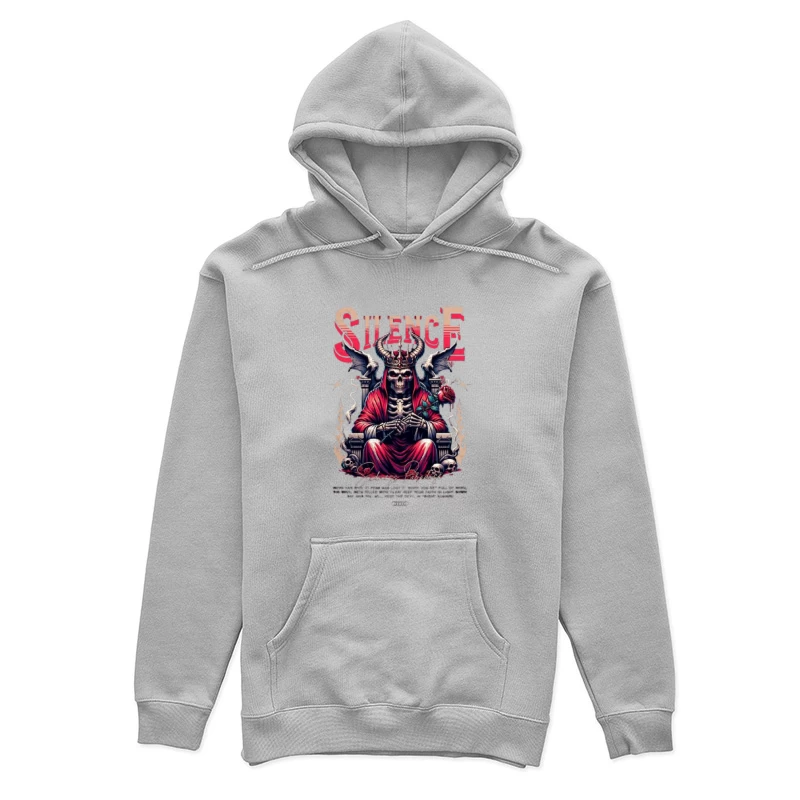 Gothic Skull King on Throne with Red Roses Female Pullover Hoodie