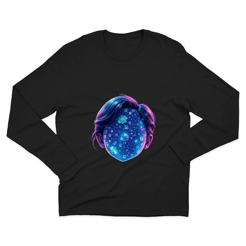 Ethereal Cosmic Portrait with Galaxy-Patterned Face Male Long Sleeve T-Shirt