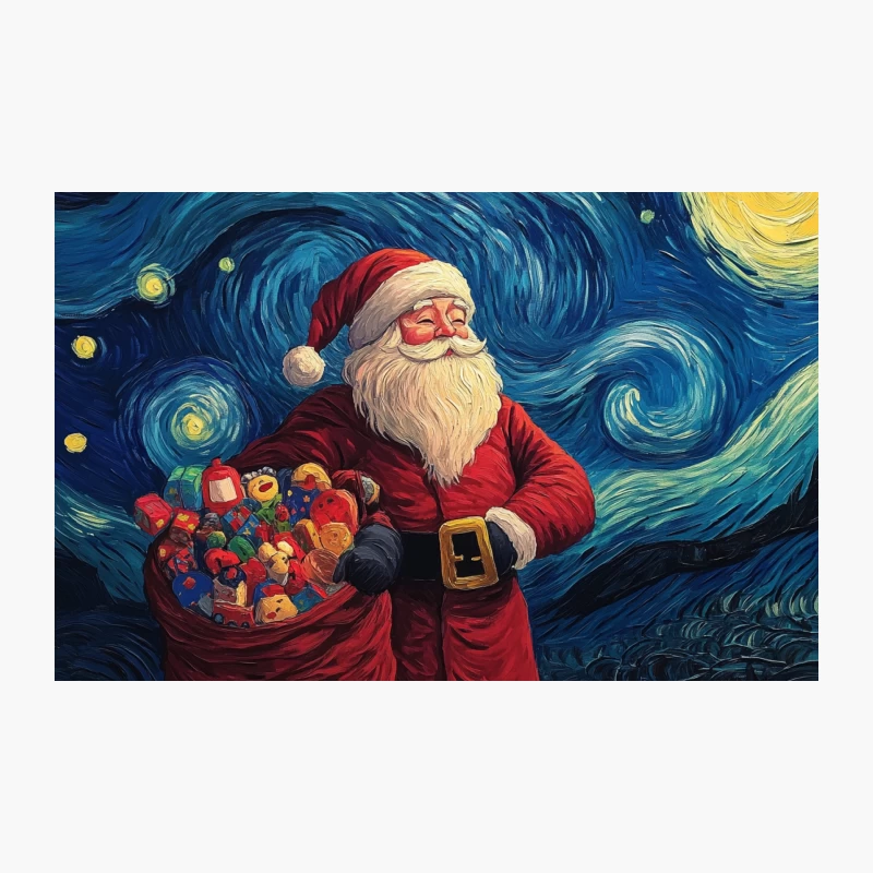 Santa Claus in Van Gogh's Starry Night Style Christmas Scene Travel Mug