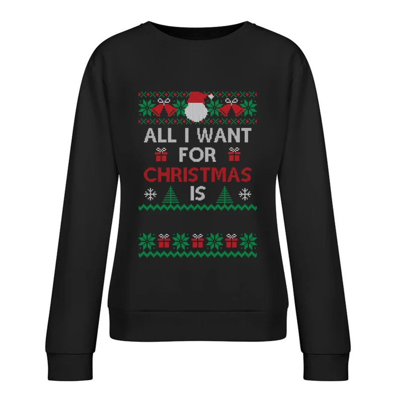 Motif de Noël festif sur fond noir Femme Sweat-shirt à enfiler