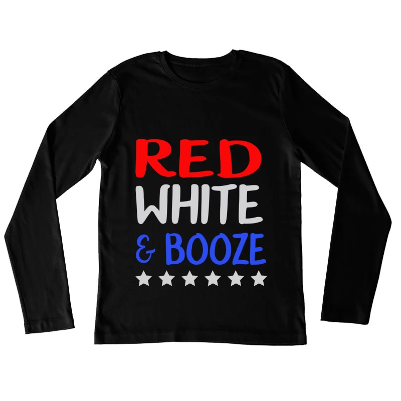 T-shirt rouge, blanc et alcool Femme Manches Longues T-Shirt
