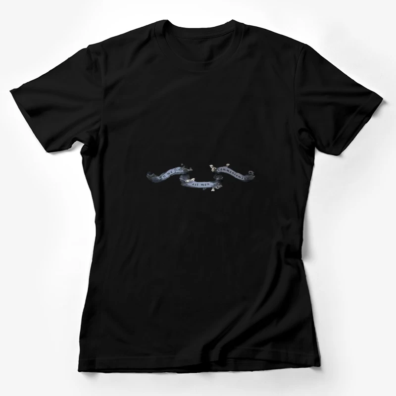 Bannière noire avec devise française Femme T-Shirt