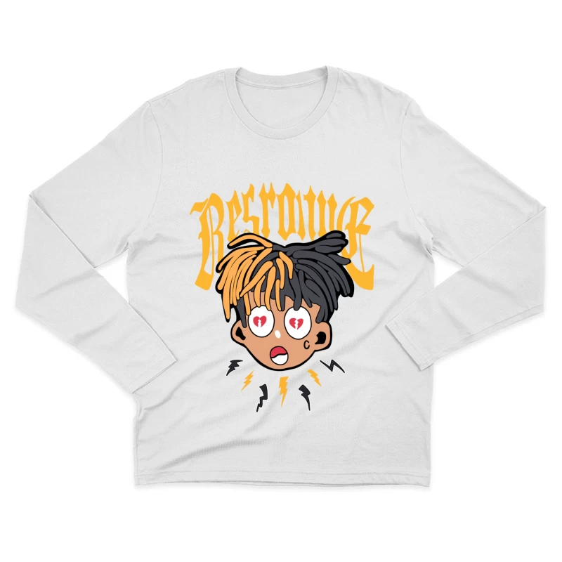 Cartoon-Gesicht mit Herzaugen Herren Langarm T-Shirt