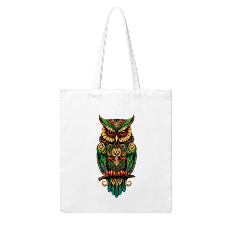 Colorful Owl Art Cotton Tote Bag