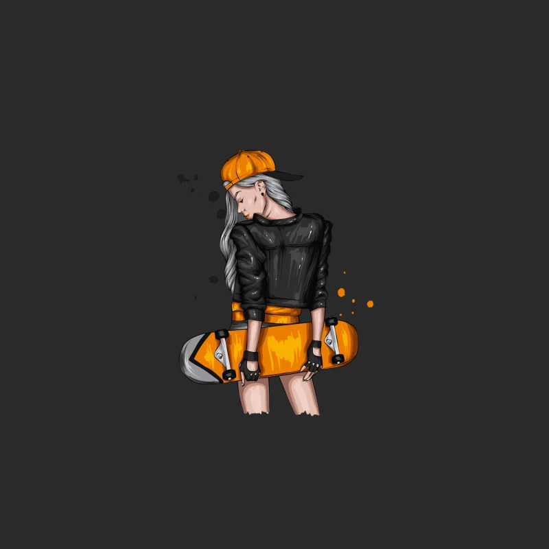 Urban Skateboarder in Orange Style Baseball Cap