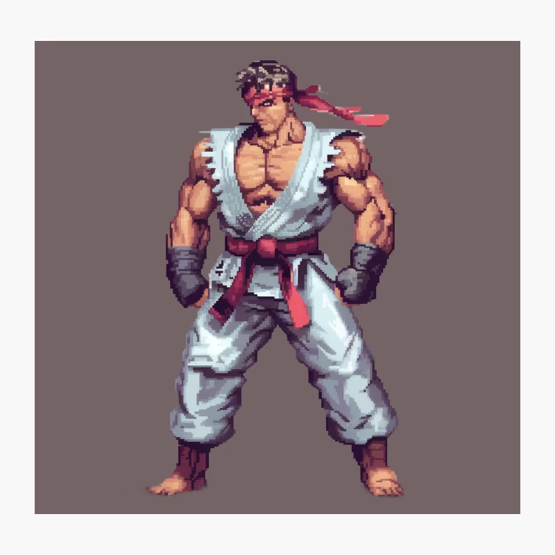 Pixel Art Martial Artist: Fighting Game Character in White Gi Throw Pillow