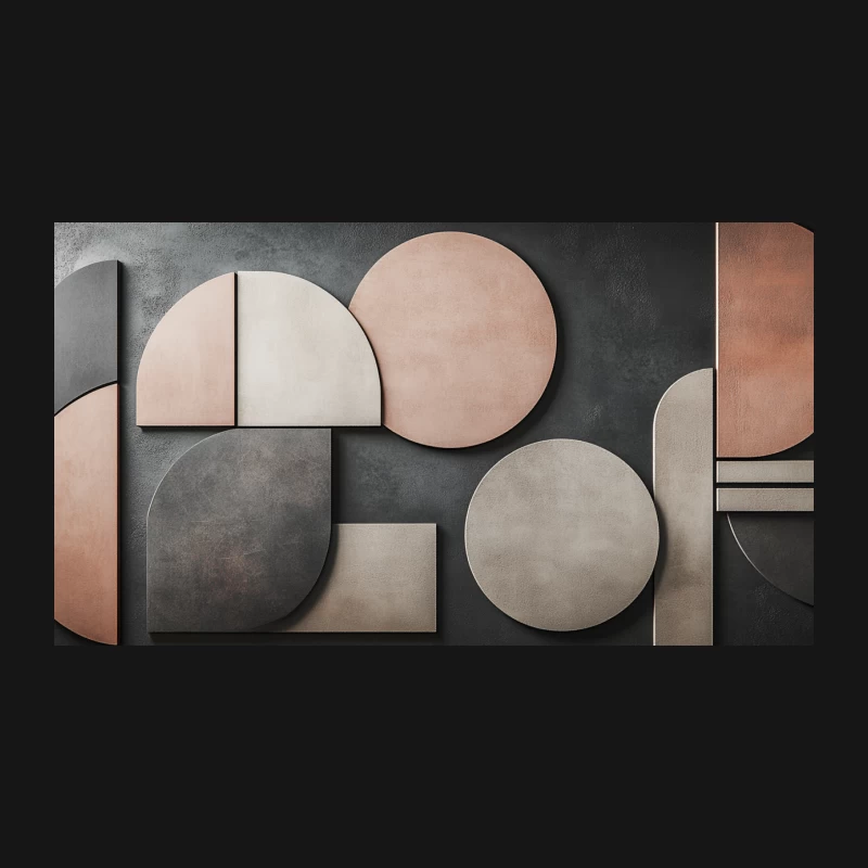 Minimalist Geometric Abstract Wall Art with Pastel Textures Desk Mat