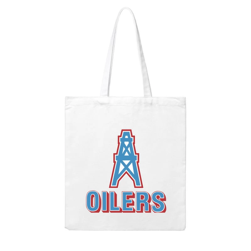 Houston Oilers Vintage NFL Team Logo with Oil Derrick Symbol Cotton Tote Bag