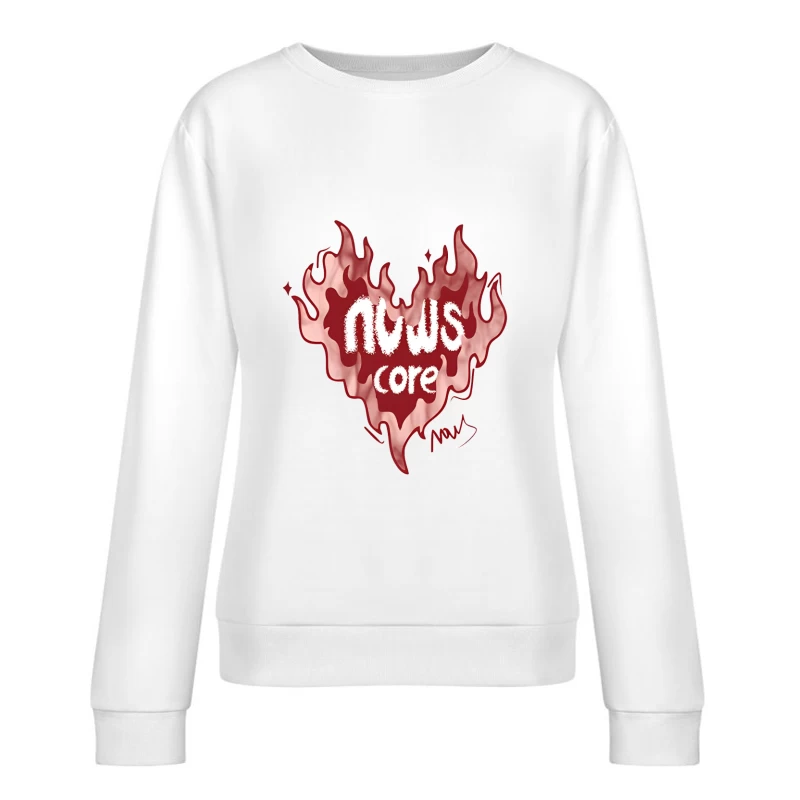 Flammendes Herzdesign mit Core-Feeling Damen Pullover Sweatshirt