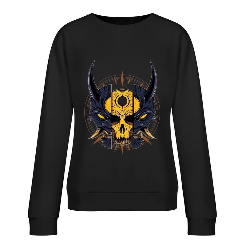 Fantasy Demon Skull Illustration Female Pullover Sweatshirt
