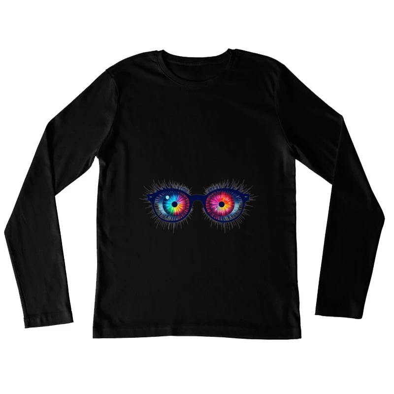 Psychedelic Rainbow Eyes Behind Glasses Female Long Sleeve T-Shirt