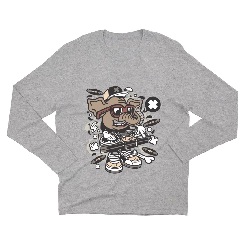 Éléphant DJ avec platines Homme Manches Longues T-Shirt