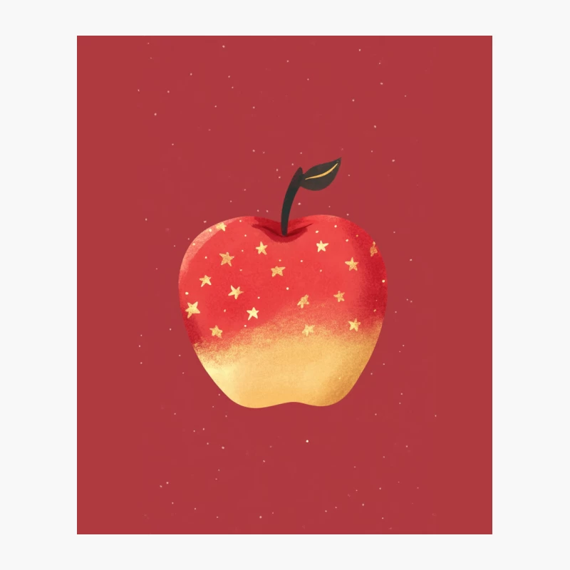Magical Starry Apple: A Golden Fantasy Fruit Illustration Cotton Tote Bag