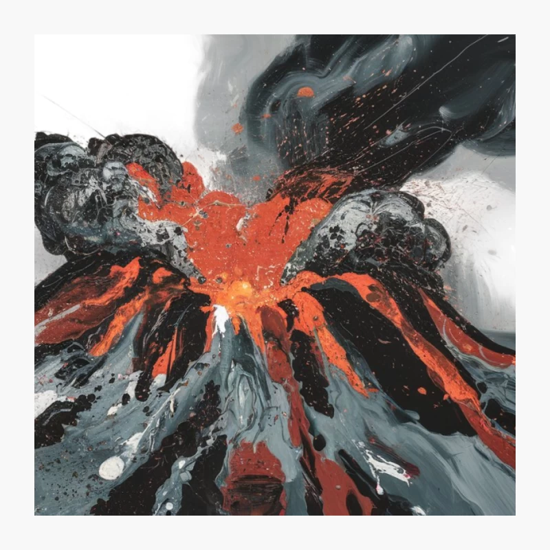 Dynamic Abstract Volcano Eruption with Fiery Lava Flow Pin