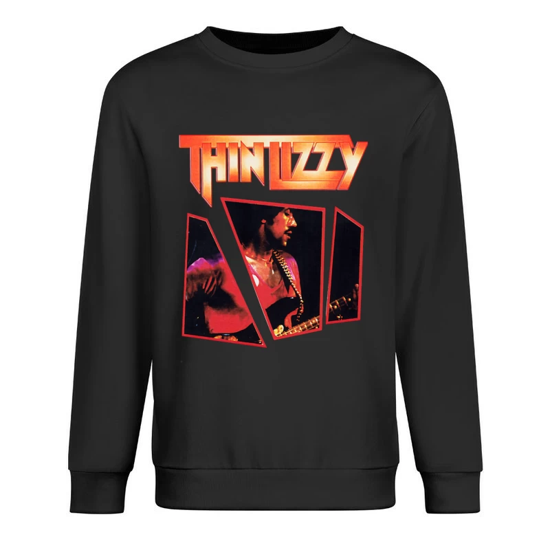 Thin Lizzy Vintage Concert Album Art with Red Typography Male Pullover Sweatshirt