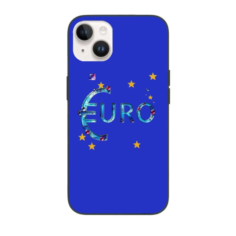 Decorative Crystal Euro Symbol with European Stars iPhone Case