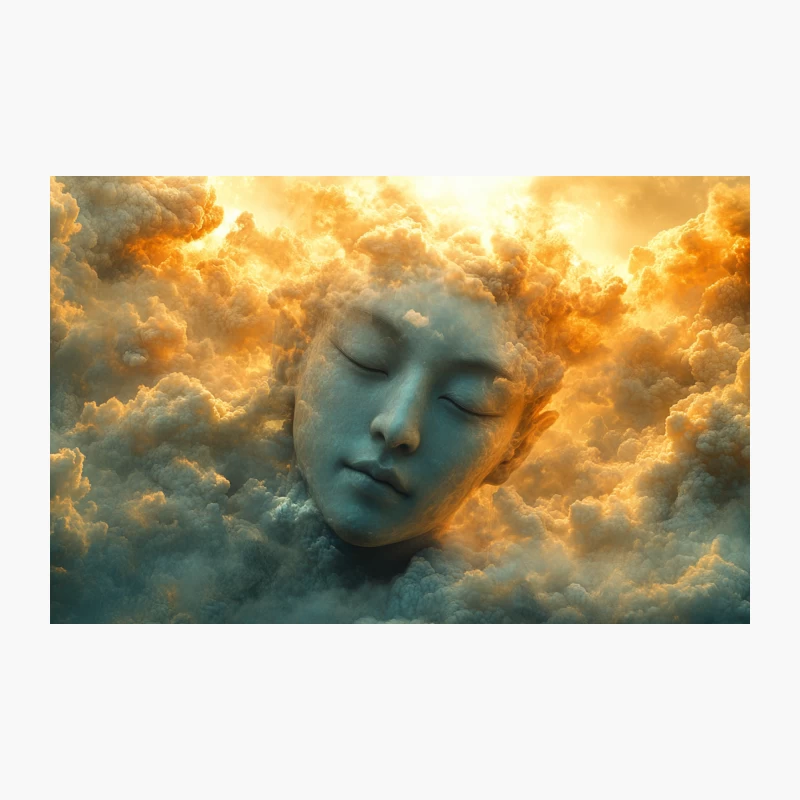 Transcendent Serenity: A Surreal Face in Celestial Clouds Travel Mug