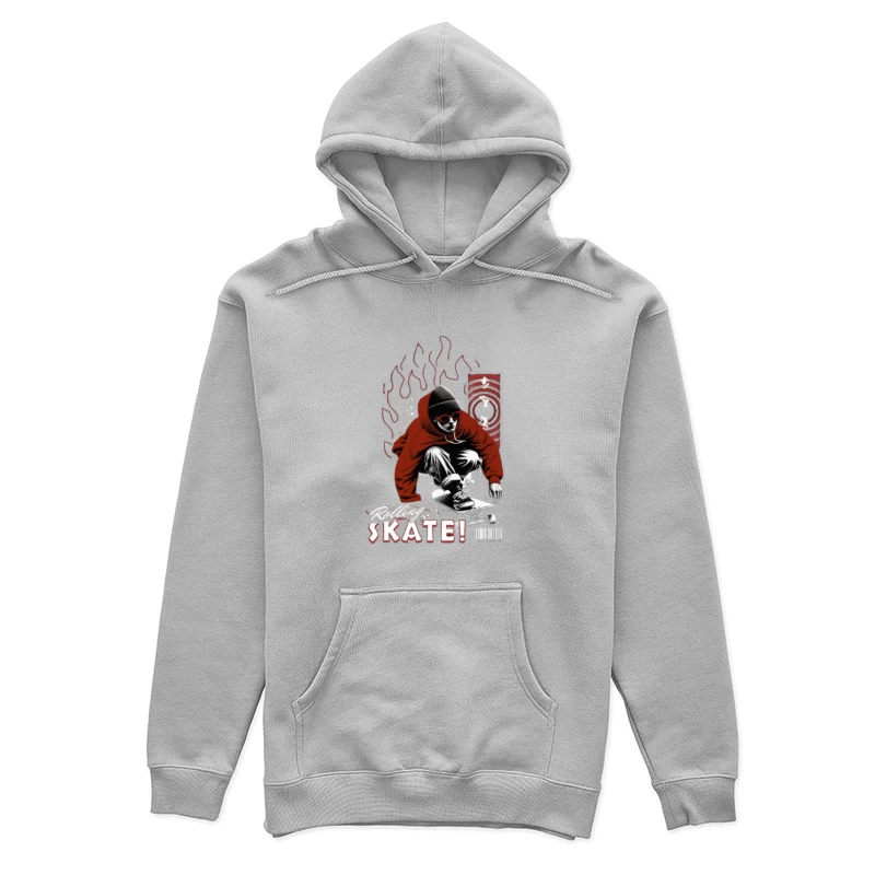 Urban Skateboarder in Red Hoodie - Street Art Style Female Pullover Hoodie