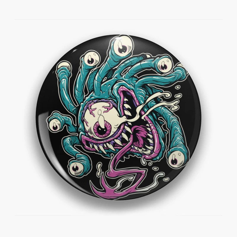 Colorful Cartoon Monster with Tentacles and Eyes Pin