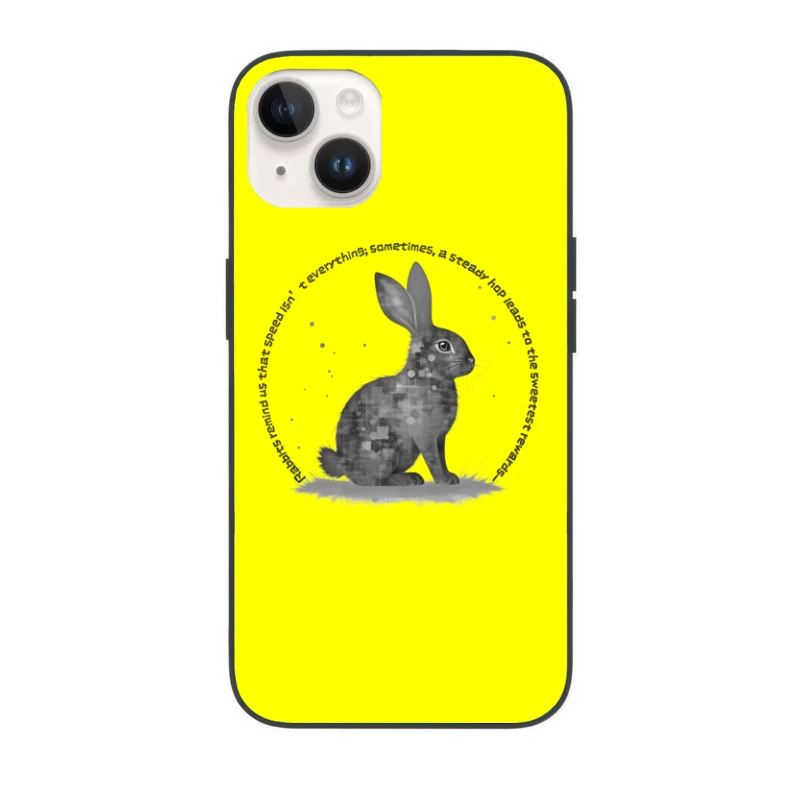 Geometric Rabbit with Circular Inspirational Message iPhone Case