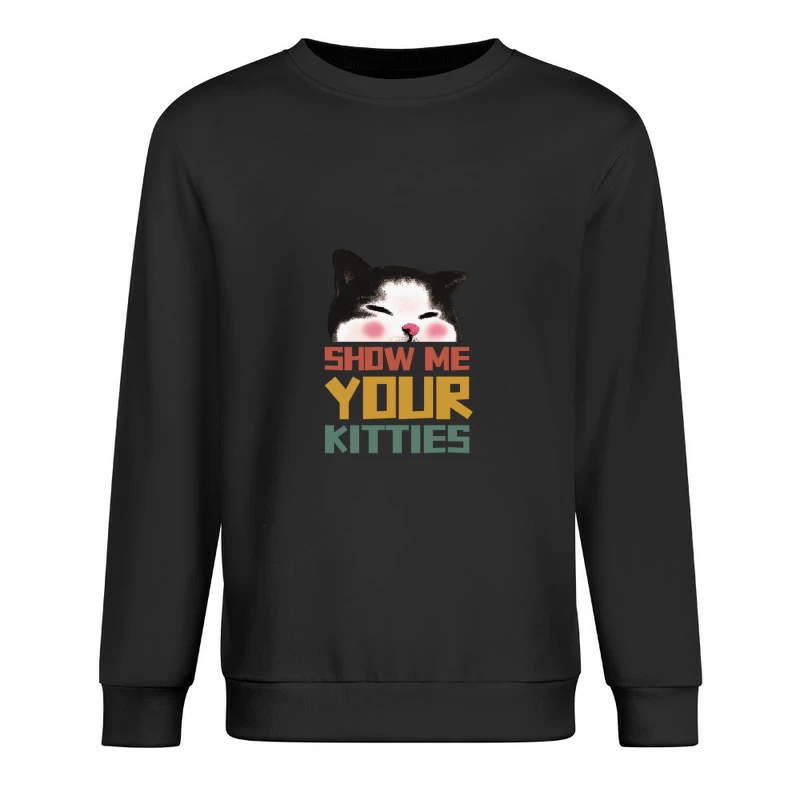 Lustiger Katzenkopf mit Text Herren Pullover Sweatshirt