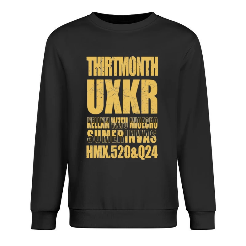 Rätselhafte Typografie auf zerkratztem Hintergrund Herren Pullover Sweatshirt