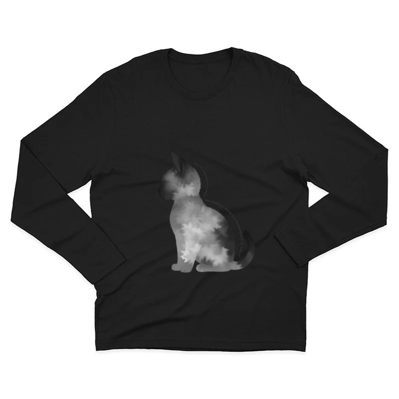 Artistic Black Cat Silhouette with Inspirational Text Male Long Sleeve T-Shirt